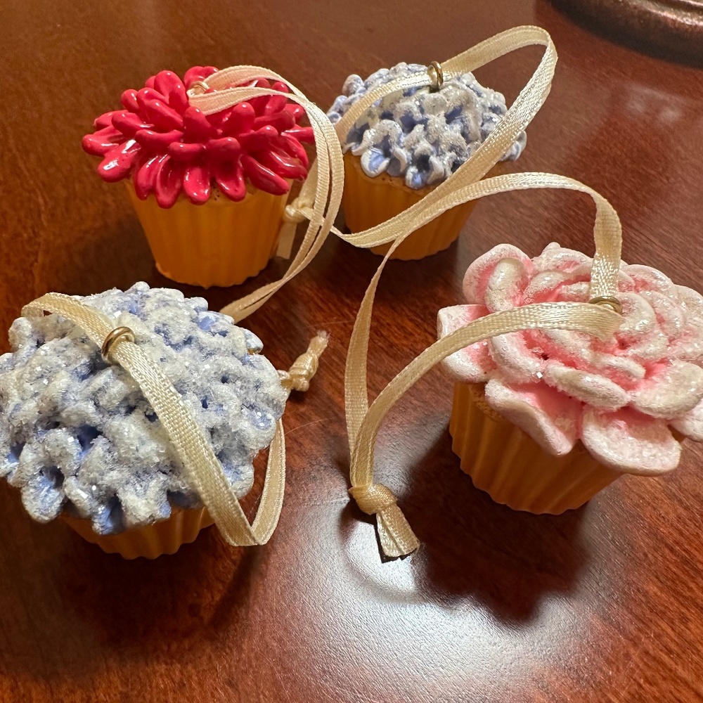 Glass cupcake ornaments